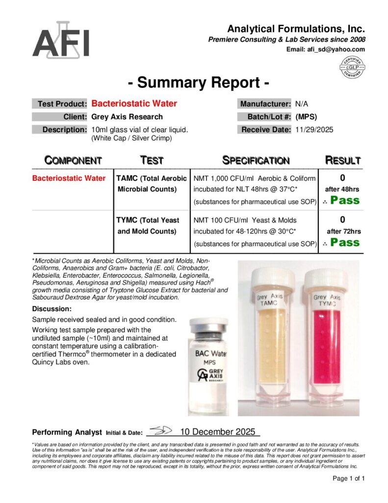 10mL Bacteriostatic Water (GX-10mL-BAC-Sterility)