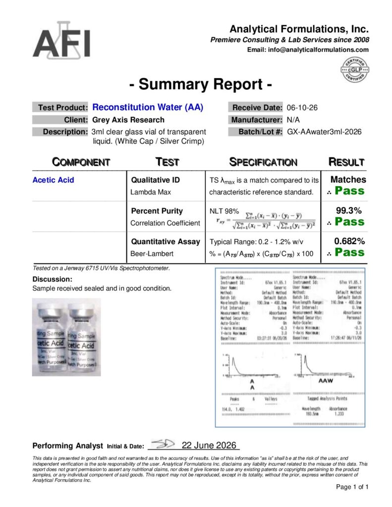 Acetic Acid Water, 3mL (GX-AAwater3ml-2026) AA Content