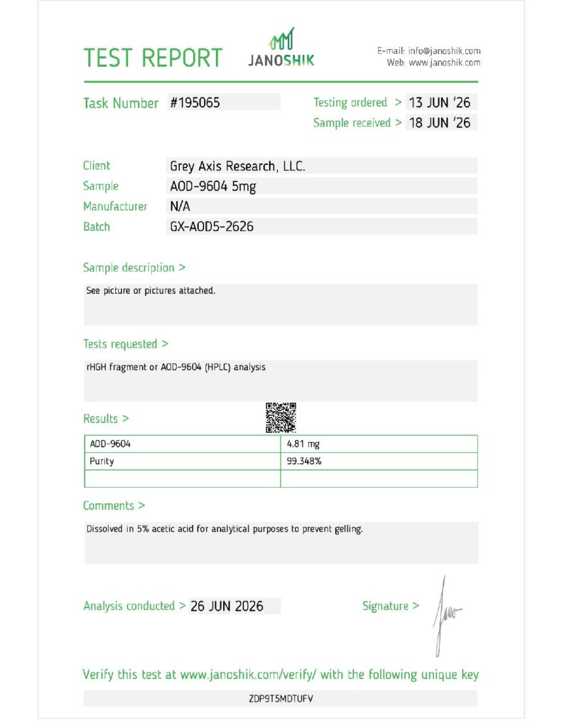 AOD-9604 5mg (GX-AOD5-2626) Green / Silver