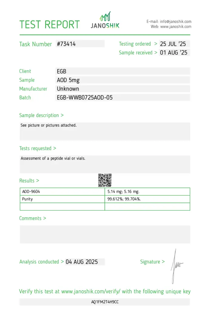 AOD-9604 5mg (GX-AO5-1626; MFG COA)