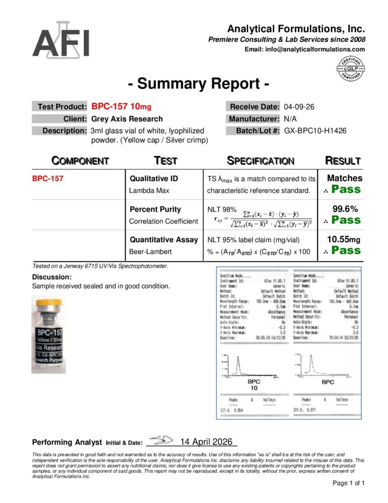 BPC-157 10mg (GX-BPC10-H1426) Yellow / Silver