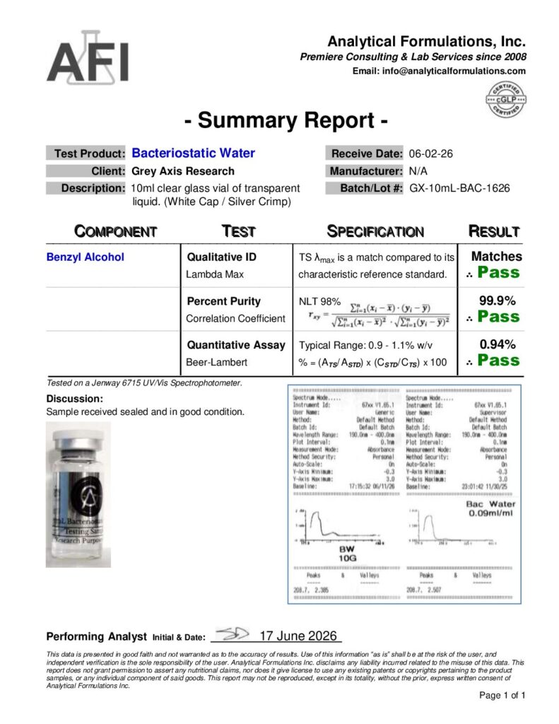 10mL Bacteriostatic Water (BA) (GX-10mL-BAC-1626)