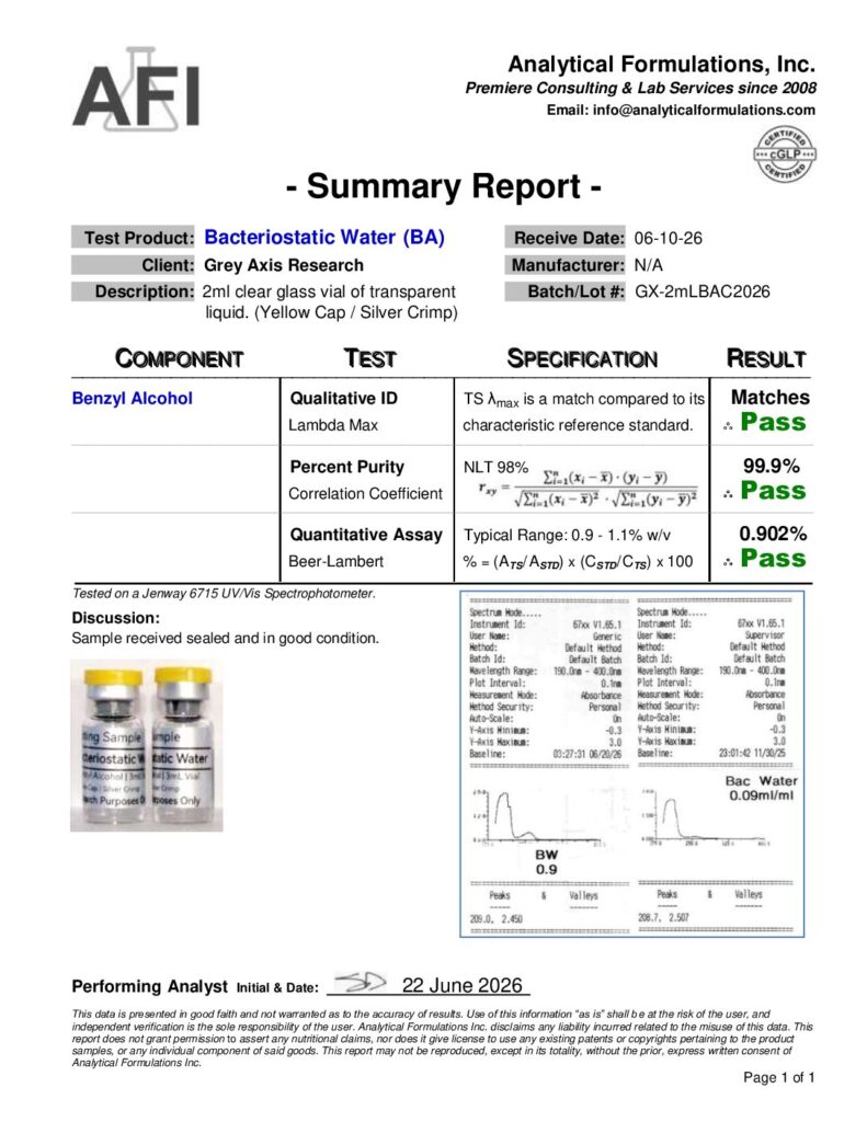 2mL Bacteriostatic Water (GX-2mLBAC2026) Yellow / Silver