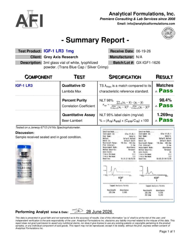 IGF-1 LR3 1mg (GX-IGF1-1626) Blue / Silver