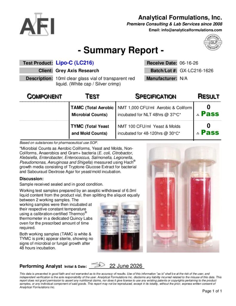 LC216 (GX-LC216-1626) Sterility