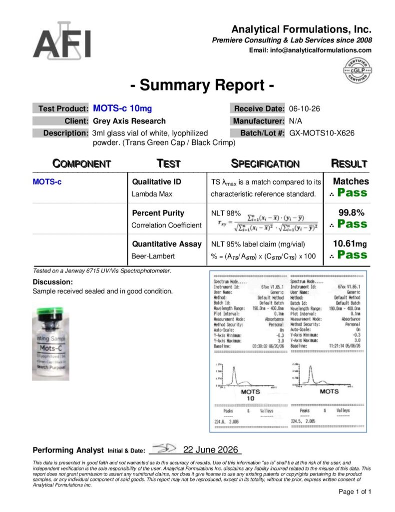 Mots-C 10mg (GX-MOTS10-X626) Clear Green/Black