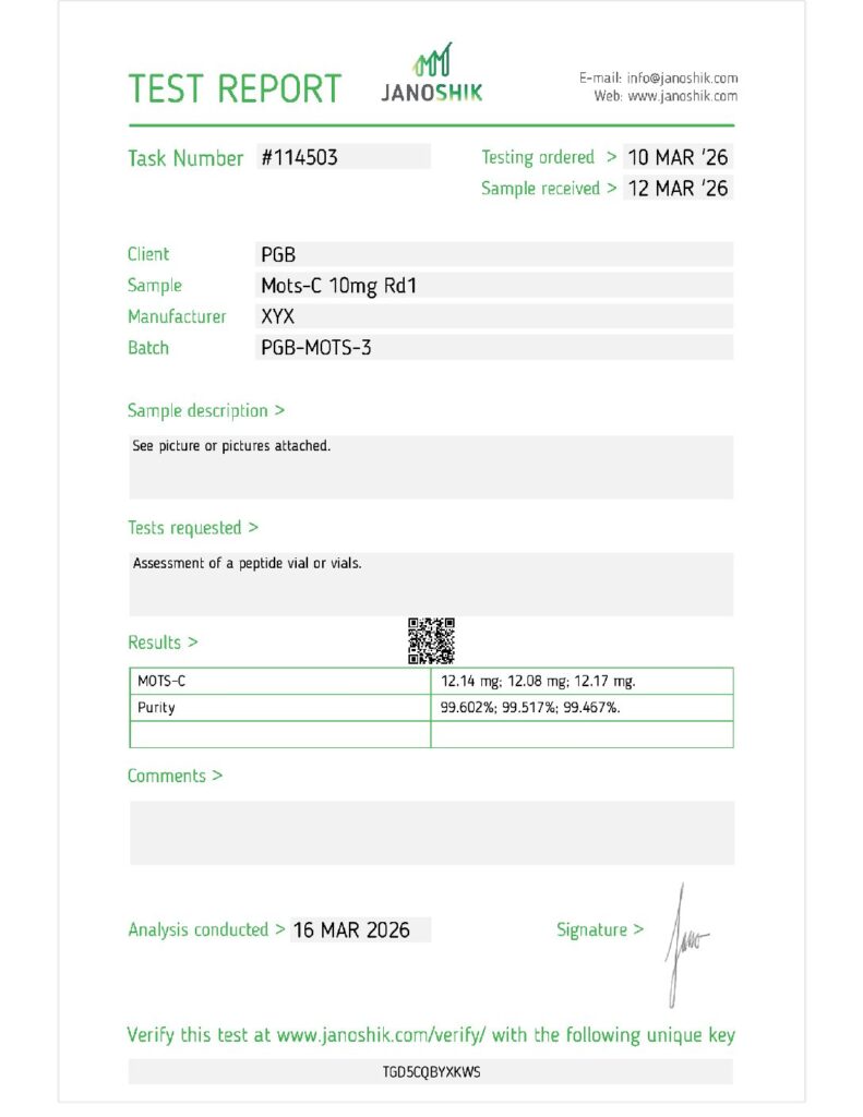 Mots-C 10mg (GX-Mots10-x26rd1) Clear Green / Silver