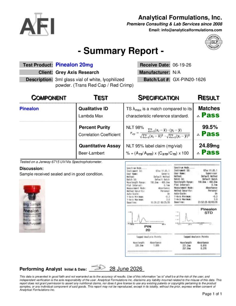 Pinealon 20mg (GX-PIN20-1626) Clear Red / Red
