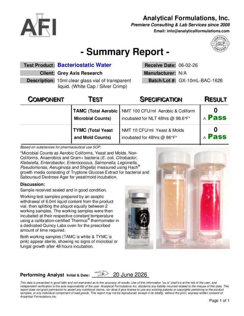 10mL Bacteriostatic Water (Sterility) (GX-10mL-BAC-1626)