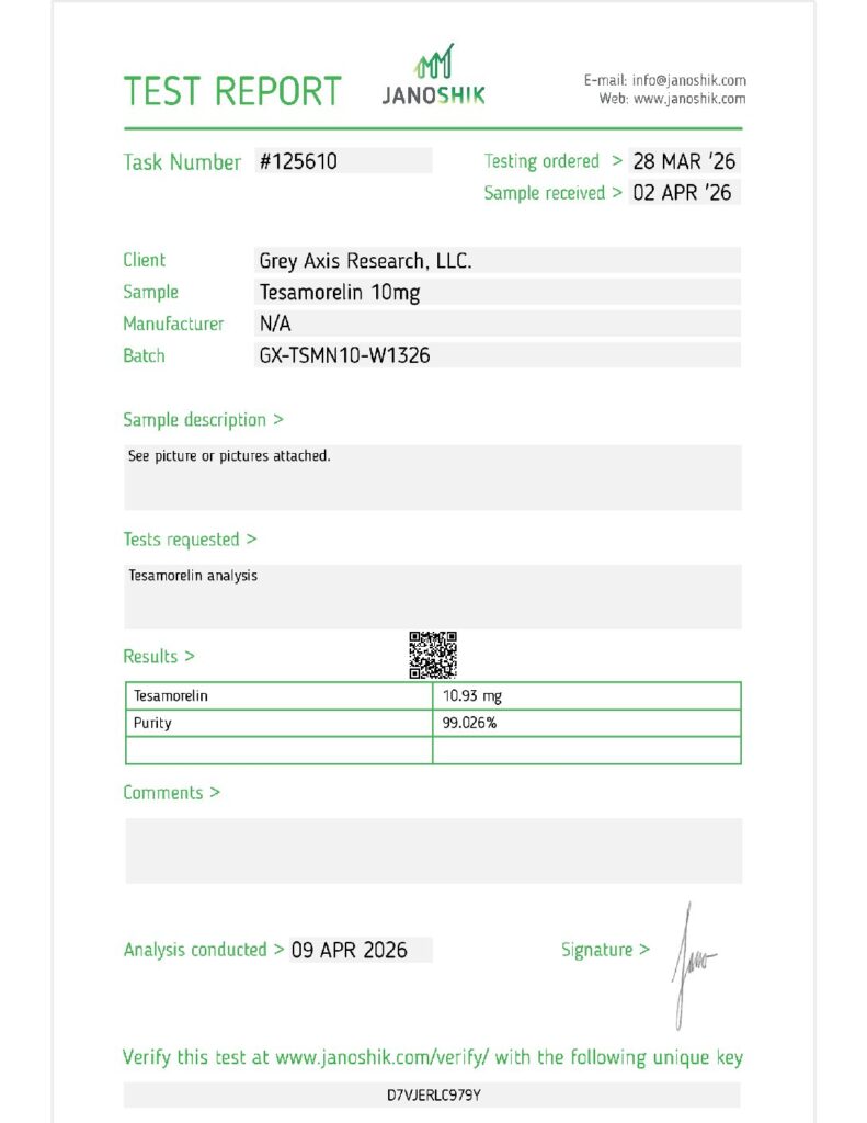 Tesamorelin 10mg (GX-TSMN10-W1326) Clear Blue/Silver