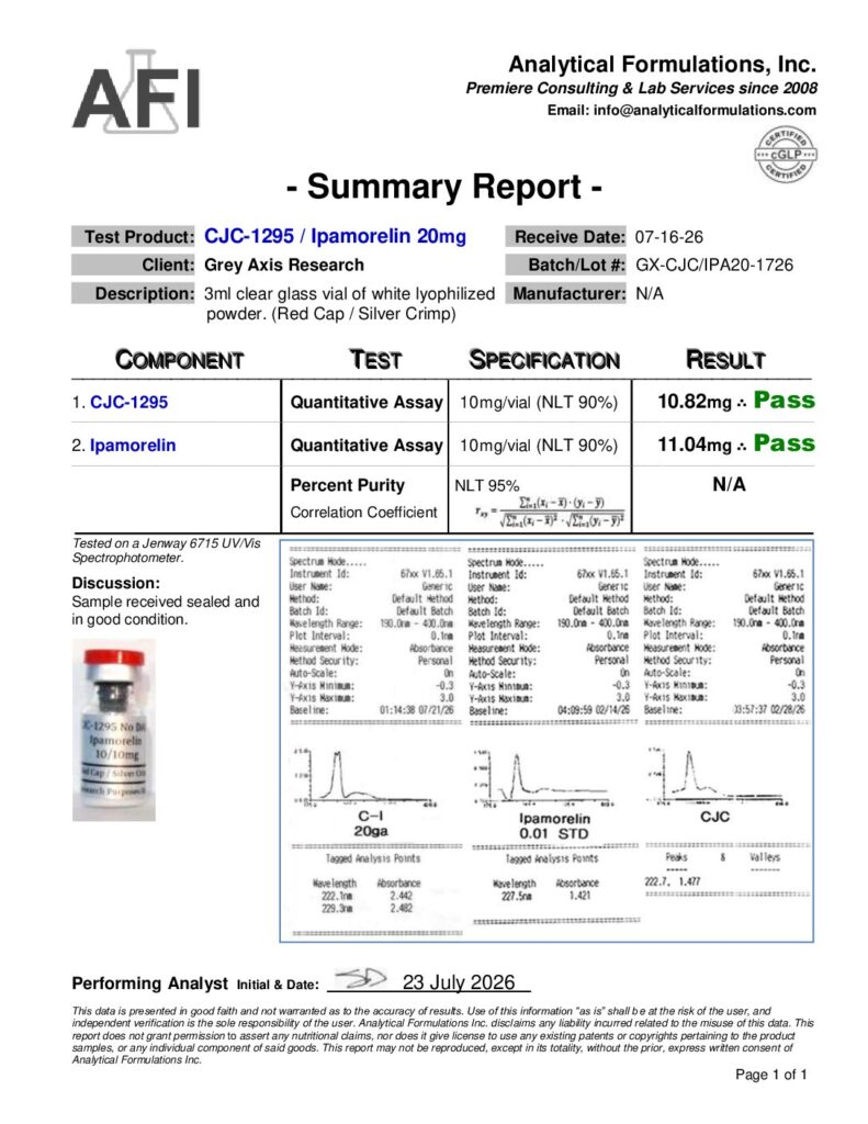CJC-1295 No DAC / Ipamorelin 10/10mg (GX-CJC/IPA20-1726) Red / Silver