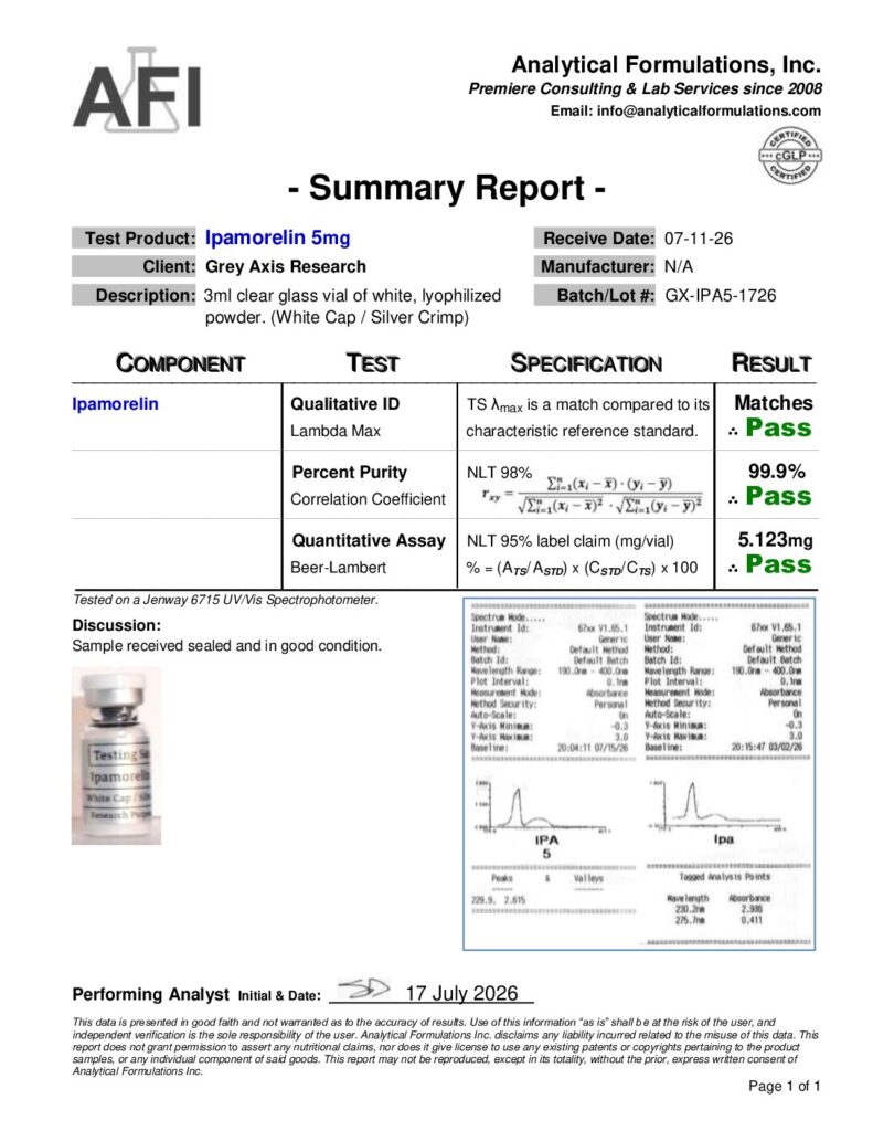 Ipamorelin 5mg (GX-IPA5-1726) White / Silver
