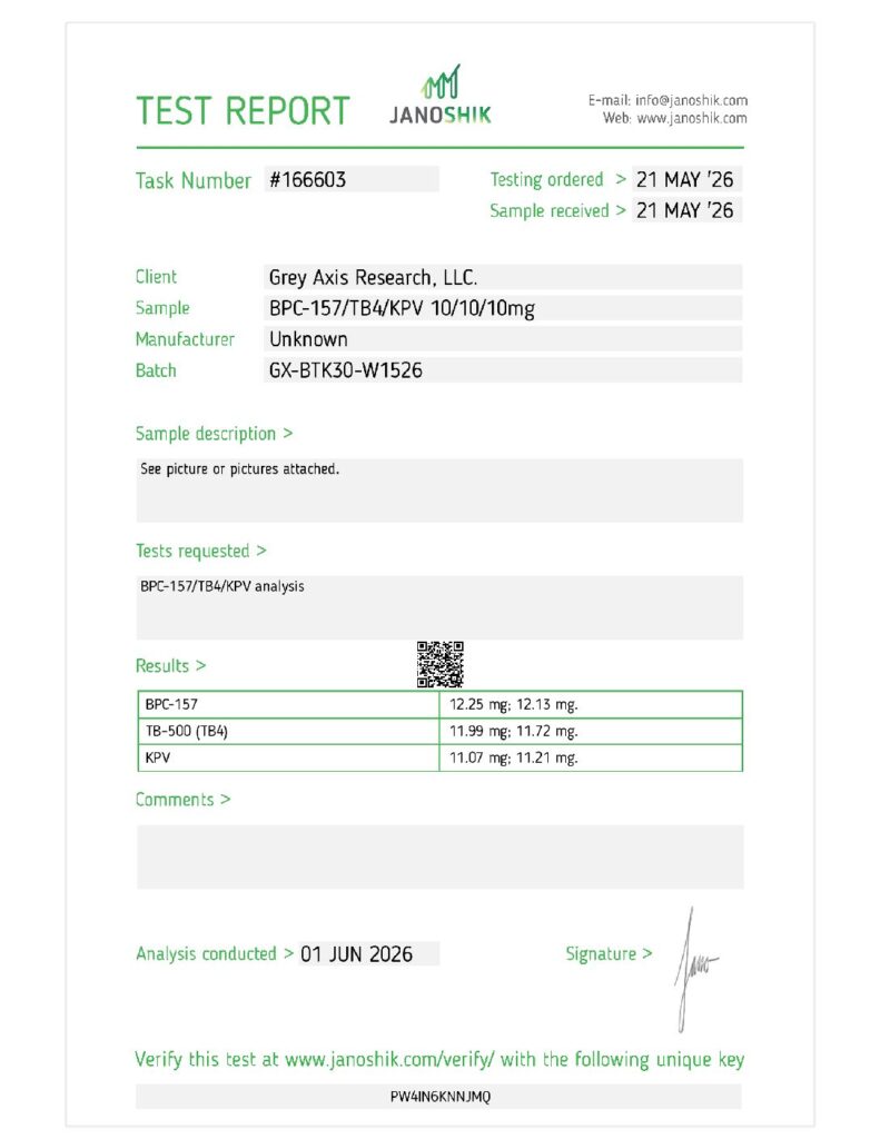 BPC-157/TB-4/KPV 10/10/10mg (GX-BTK30-W1526) Clear Green / Black