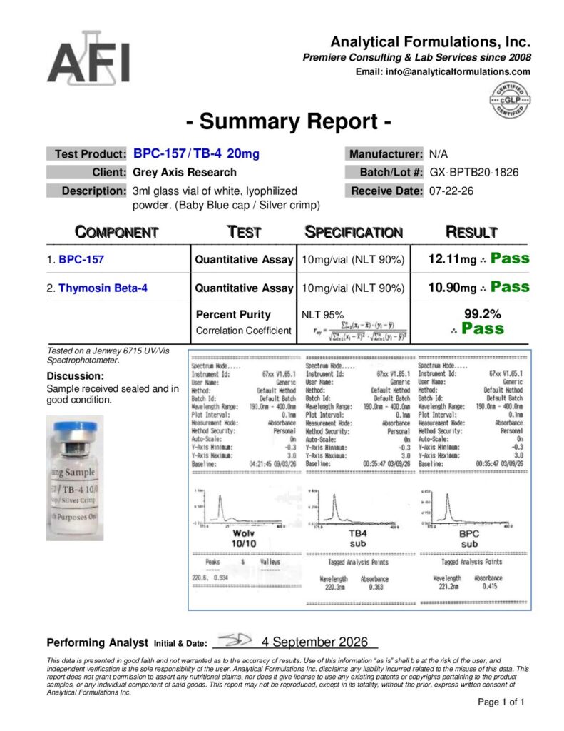 BPC-157/TB-4 10/10mg (GX-BPTB20-1826) Blue / Silver