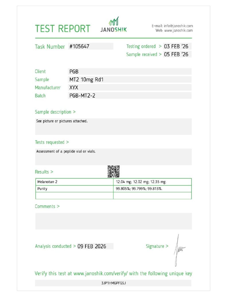 MT-2 10mg (GX-MT210-X226) MFG COA