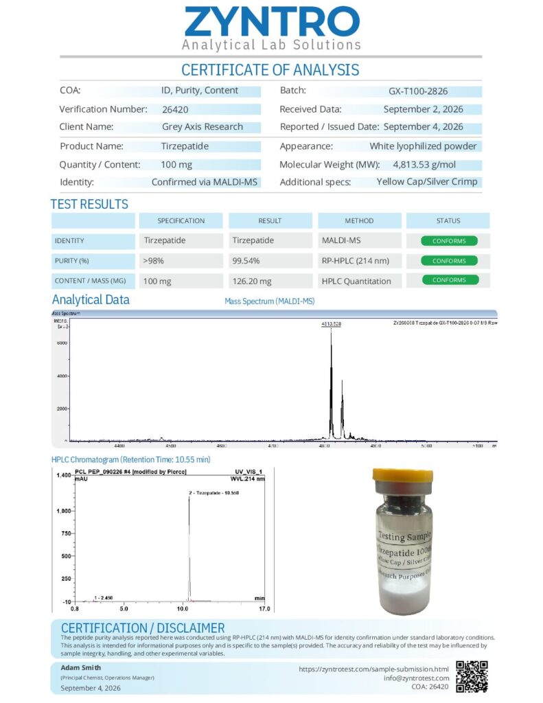 GLP-1 T 100mg (GLP-1 + GIP Dual Agonist) GX-T100-1826, Yellow / Silver, 10mL