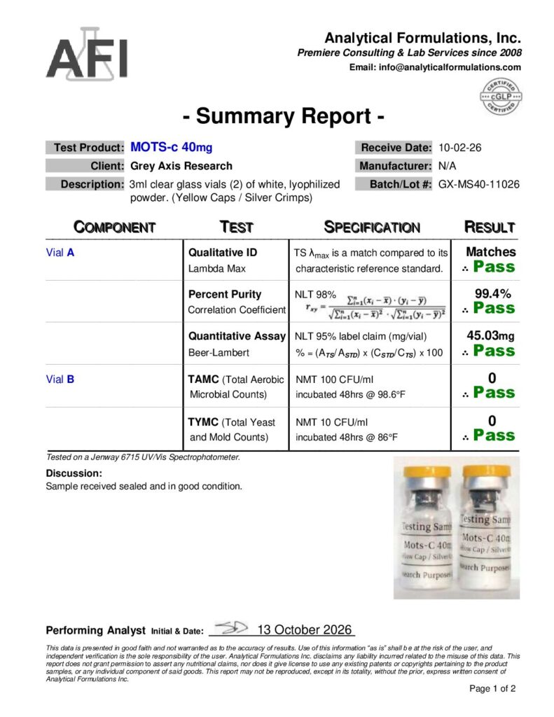 Mots-C 40mg (GX-MS40-11026) Yellow / Silver