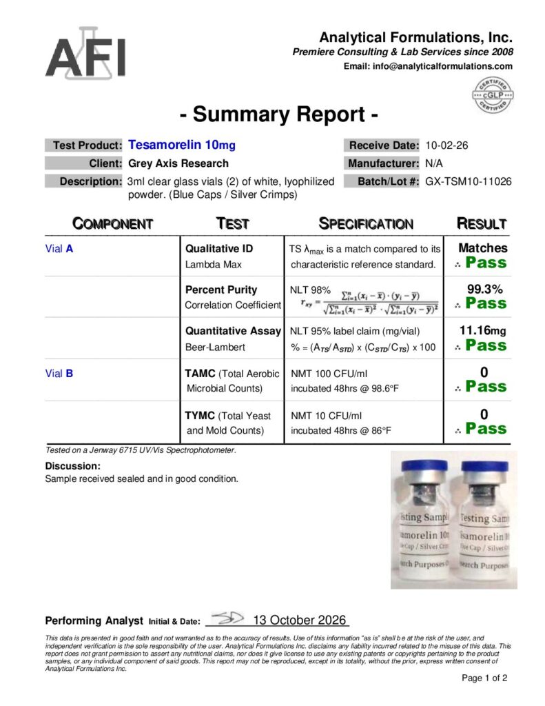 Tesamorelin 10mg (GX-TSM10-11026) Blue / Silver